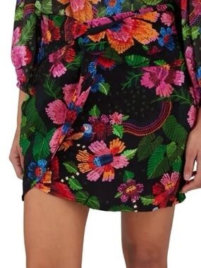 FARM Rio Vibrant Floral Mini Skirt in Black